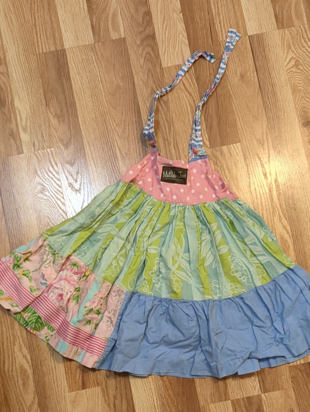 Matilda Jane Pink Polka Dot Girls Sundress with Floral Trim
